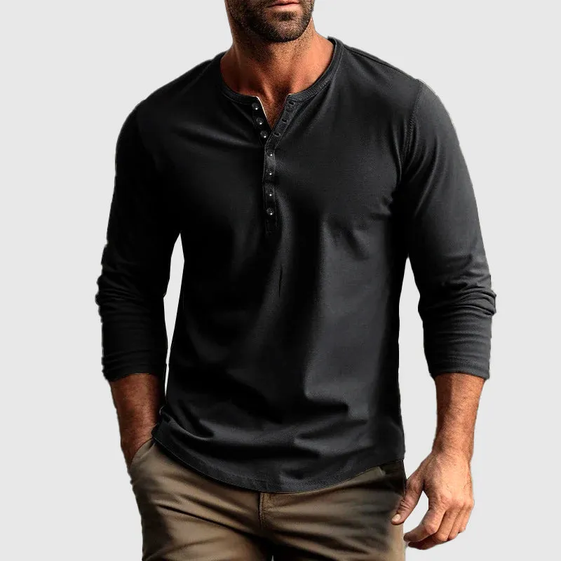 Cotton Henry™ | Men's Long Sleeve Henley Shirt | Breathable Cotton, Regular Fit, Button Placket Design