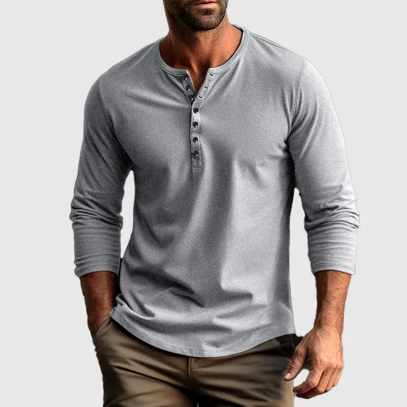 Cotton Henry™ | Men's Long Sleeve Henley Shirt | Breathable Cotton, Regular Fit, Button Placket Design