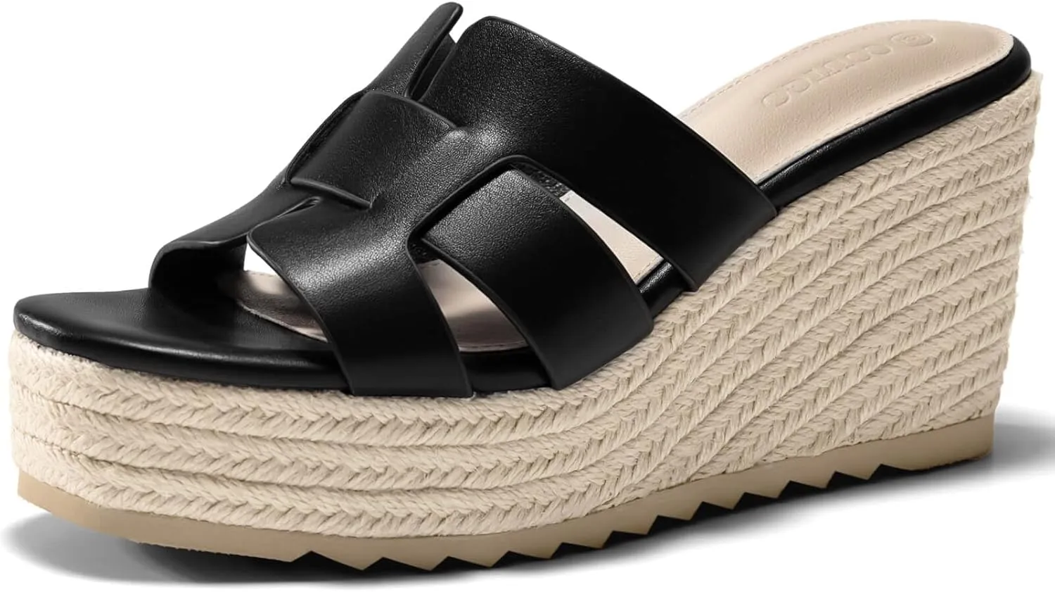 Coutgo Women's Wedge Sandals Platform Espadrille Heels Open Toe Strappy Slip On Casual Summer Slide Shoes