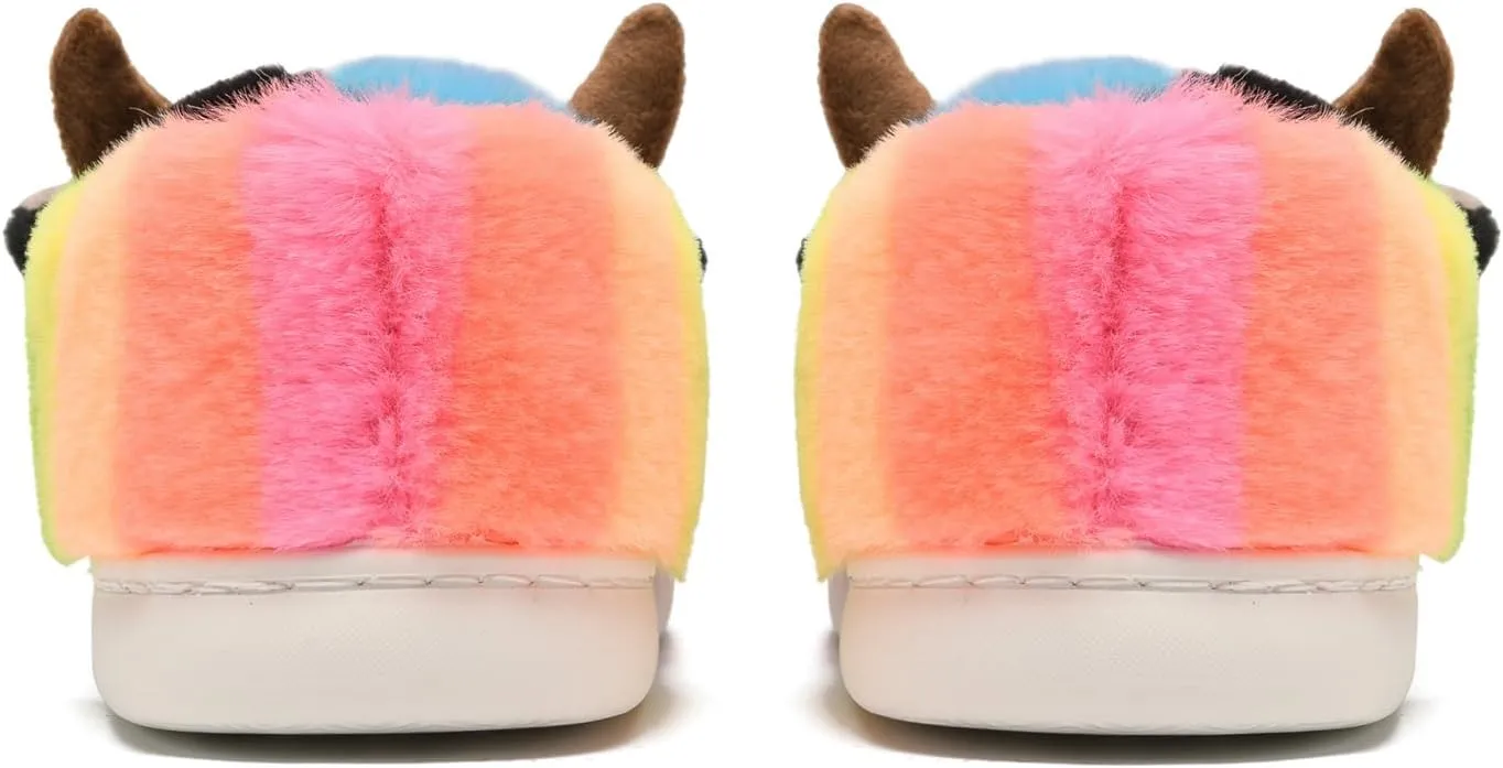COVS Cute Cow Fluffy House Slippers - Kawaii Shoes for Women and Men, Indoor and Outdoor
