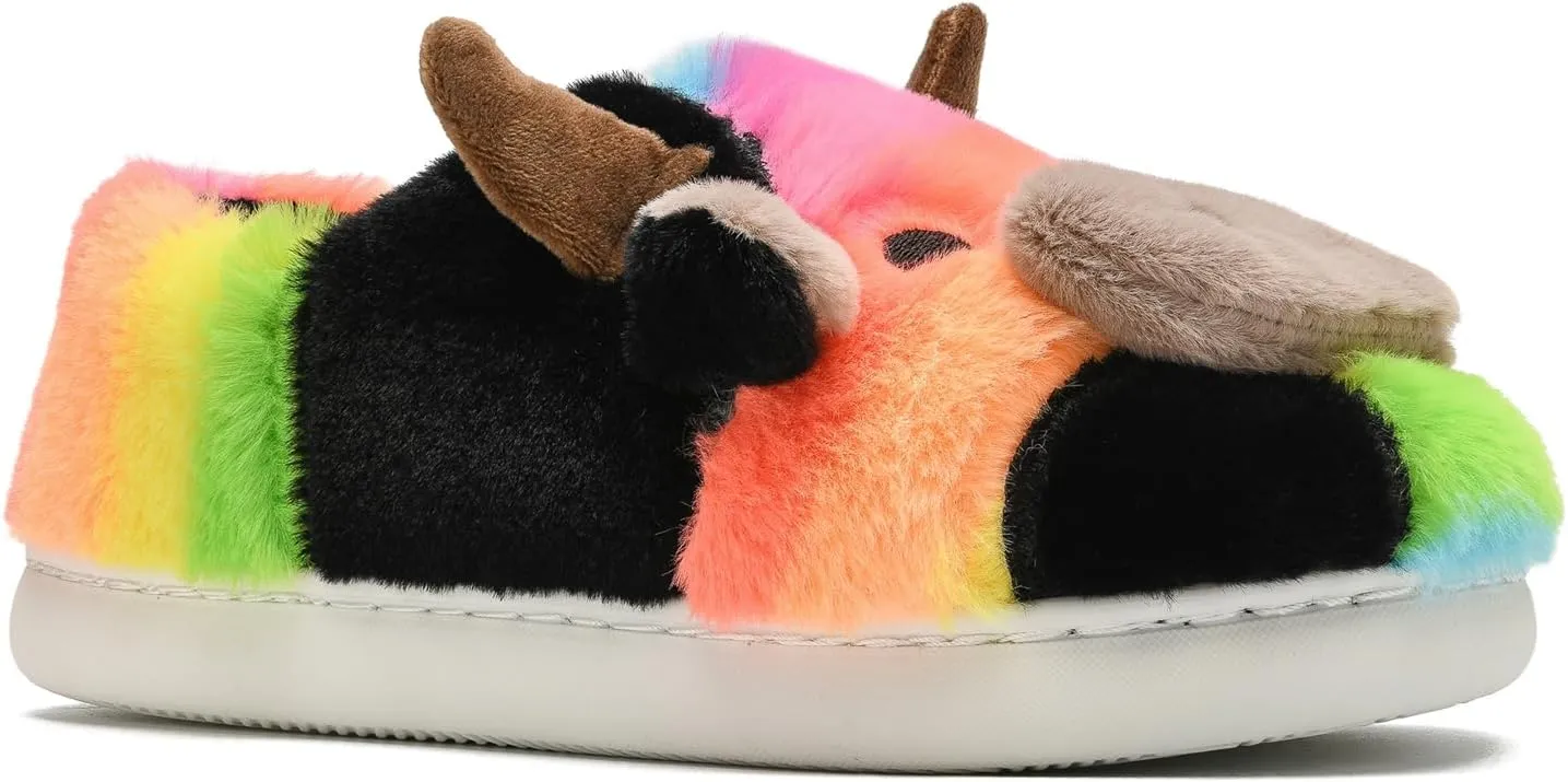 COVS Cute Cow Fluffy House Slippers - Kawaii Shoes for Women and Men, Indoor and Outdoor
