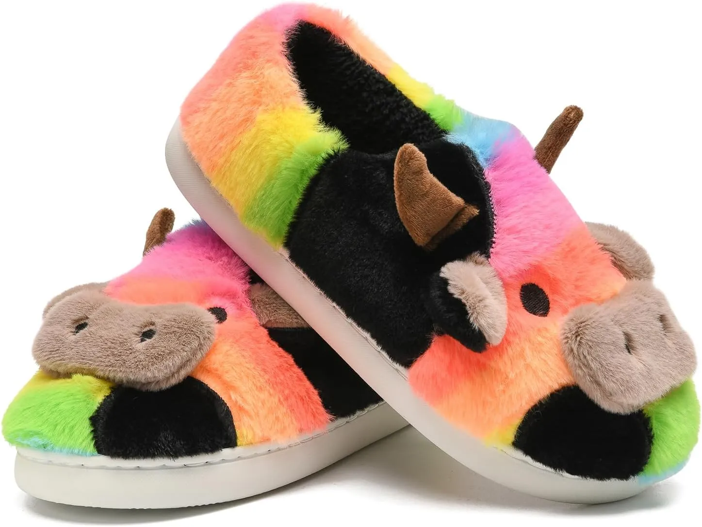 COVS Cute Cow Fluffy House Slippers - Kawaii Shoes for Women and Men, Indoor and Outdoor