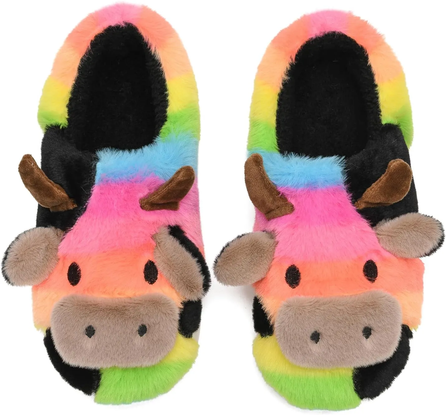 COVS Cute Cow Fluffy House Slippers - Kawaii Shoes for Women and Men, Indoor and Outdoor