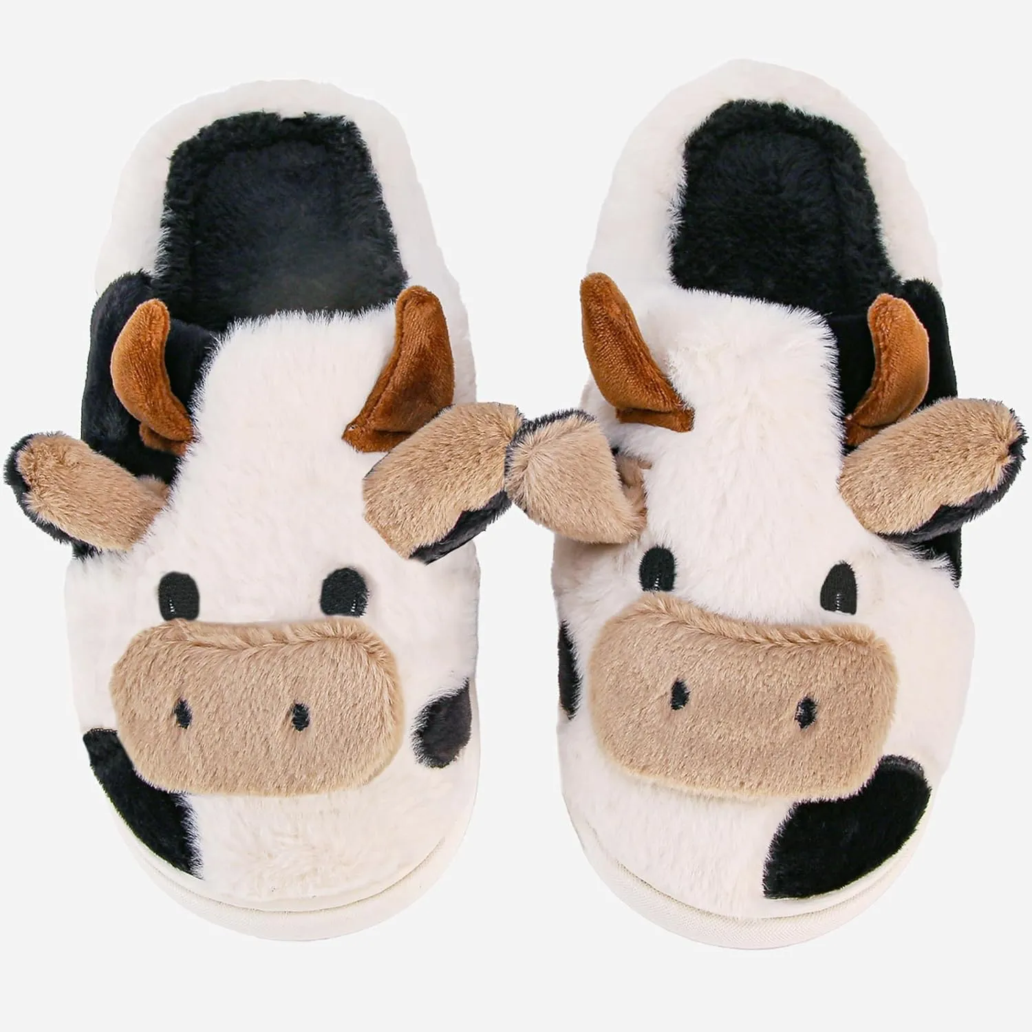 Cow Slippers for Women and Men, Fluffy Cute Cozy Cartoon Cow Cotton House Slipper Womens Milky Cows Animal Preppy Funny Furry Kawaii Bedroom Pillow Cloud Slippers for Women Indoor and Outdoor