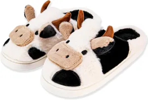 Cow Slippers for Women and Men, Fluffy Cute Cozy Cartoon Cow Cotton House Slipper Womens Milky Cows Animal Preppy Funny Furry Kawaii Bedroom Pillow Cloud Slippers for Women Indoor and Outdoor