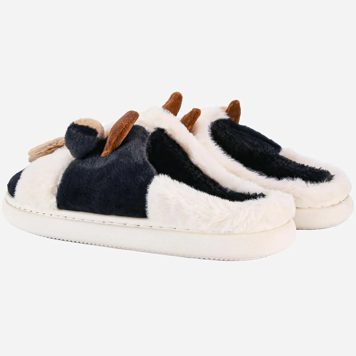 Cow Slippers for Women and Men, Fluffy Cute Cozy Cartoon Cow Cotton House Slipper Womens Milky Cows Animal Preppy Funny Furry Kawaii Bedroom Pillow Cloud Slippers for Women Indoor and Outdoor
