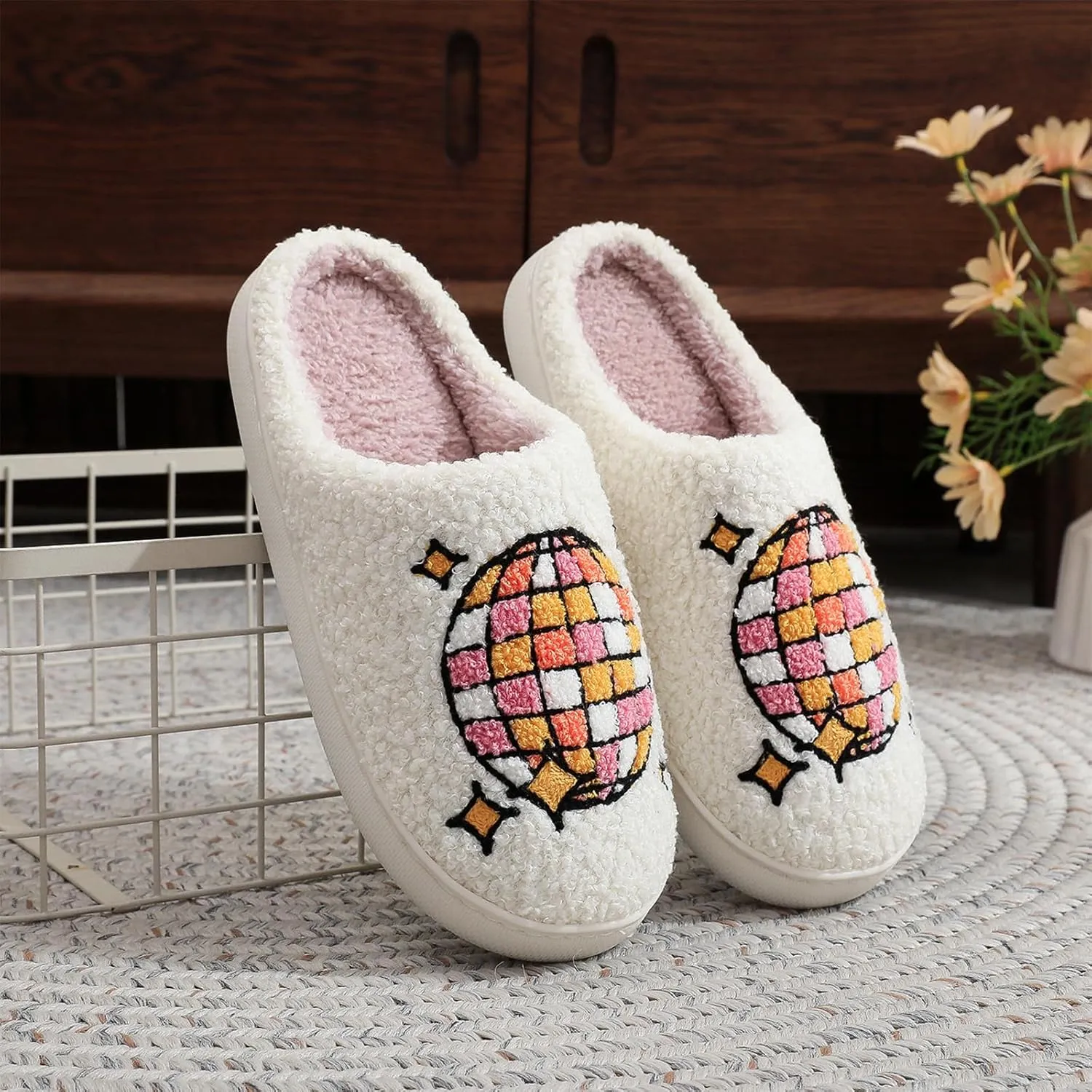 Cowboy Cowgirl Hat Slippers For Women Men Smile Face Slipper Plush Comfy Retro Preppy Slippers Warm Fuzzy House Shoes