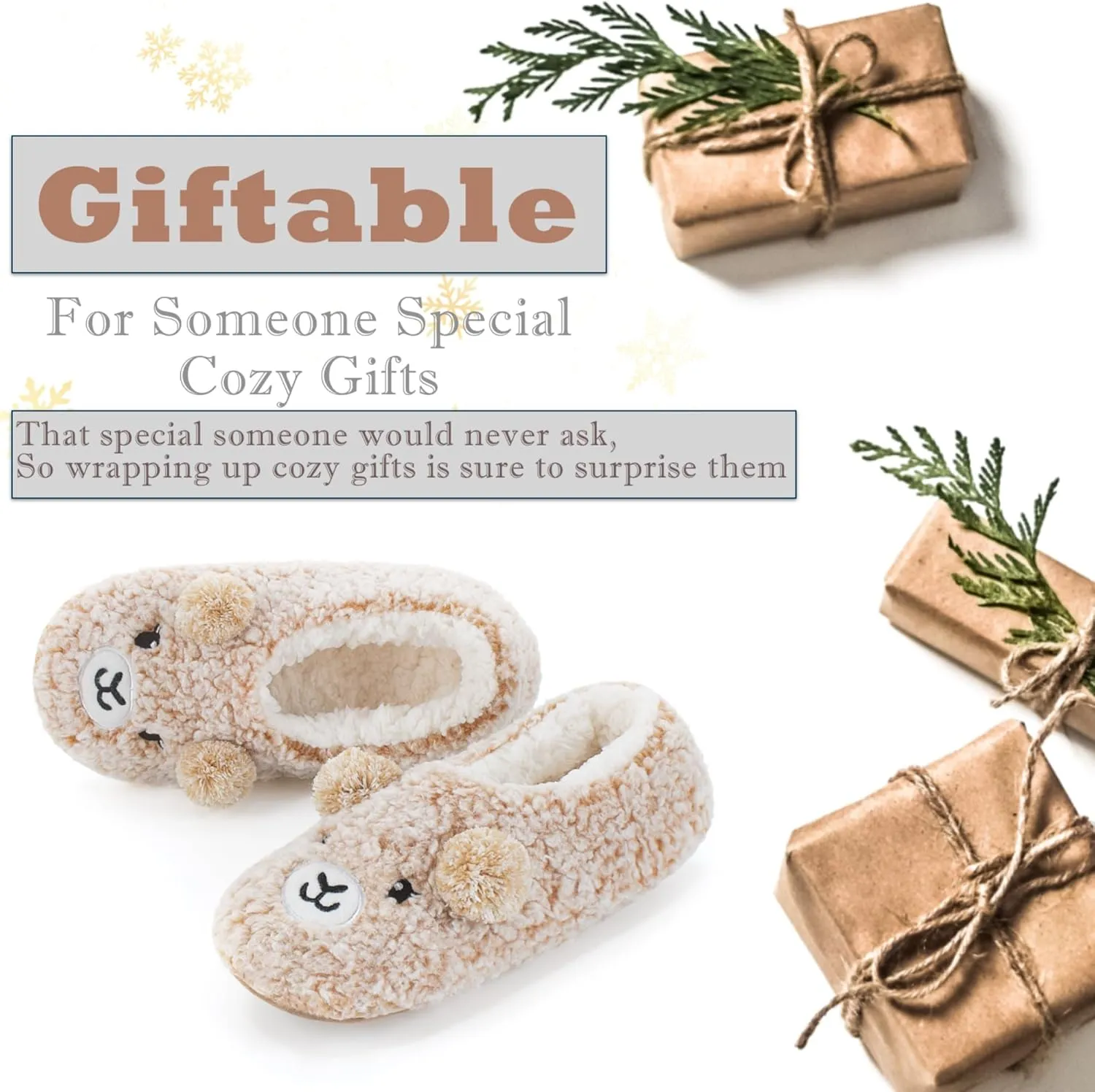 Cozylook Cute Animal House Slippers - Fuzzy Warm Bedroom Slipper Socks Non-Slip Grippers with Funny Face Designs, Fun Christmas Gifts Unique