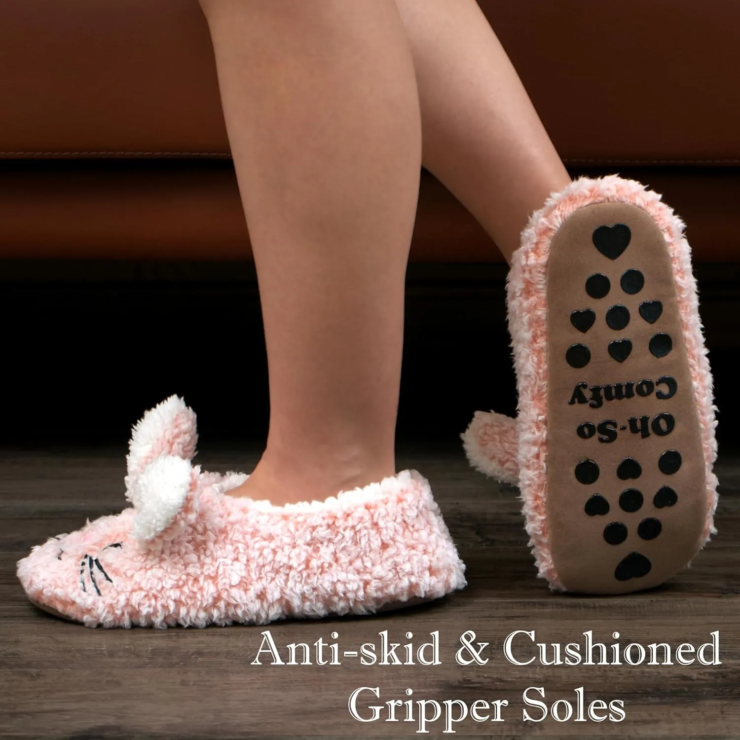 Cozylook Cute Animal House Slippers - Fuzzy Warm Bedroom Slipper Socks Non-Slip Grippers with Funny Face Designs, Fun Christmas Gifts Unique