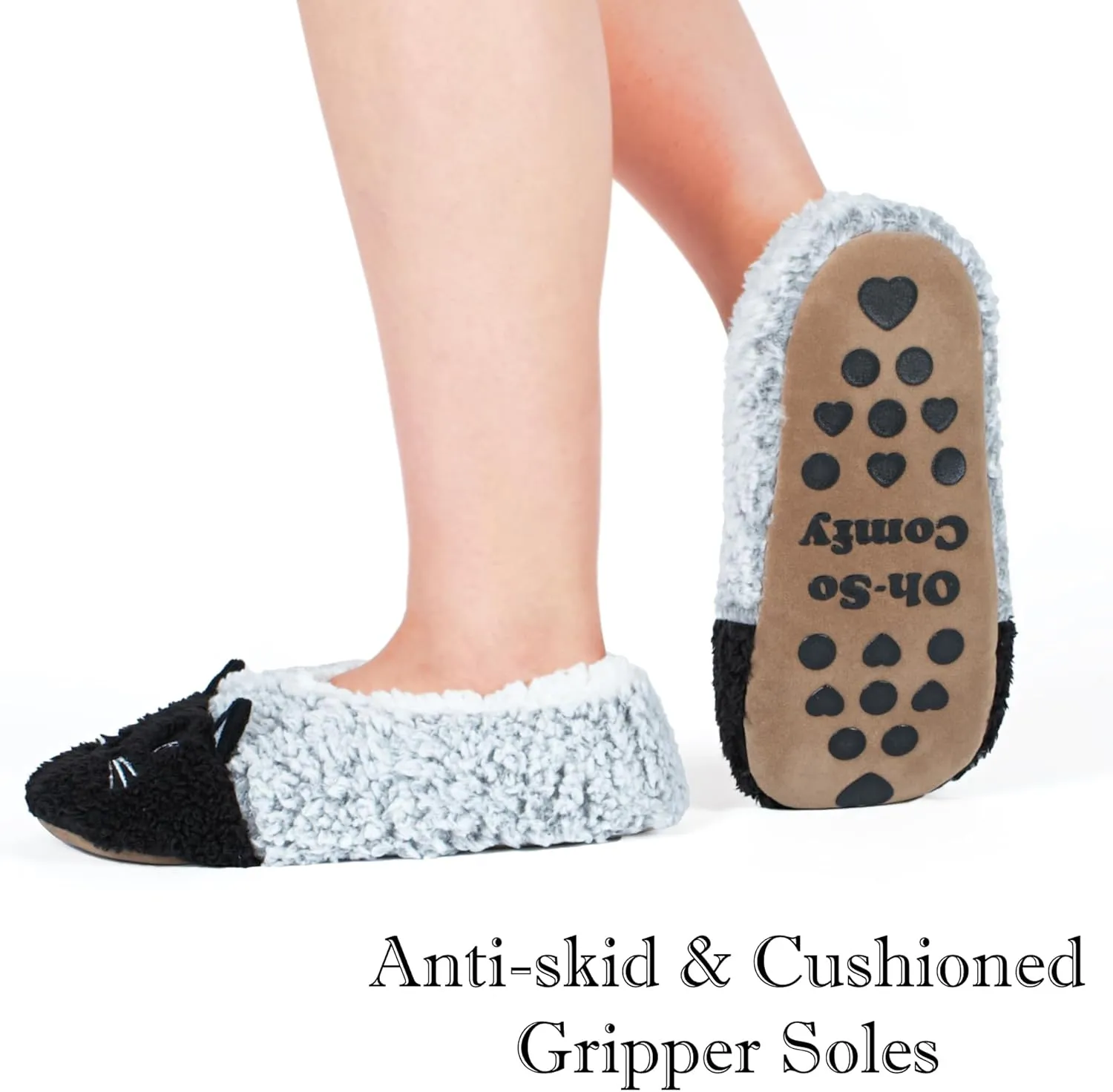 Cozylook Cute Animal House Slippers - Fuzzy Warm Bedroom Slipper Socks Non-Slip Grippers with Funny Face Designs, Fun Christmas Gifts Unique