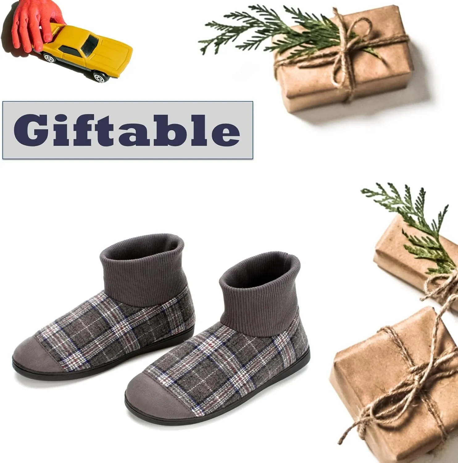 Cozylook Mens Slipper Socks Fleece Lined Non-slip Soles, Winter Soft Thick Cozy Home Boots, Warm Fuzzy House Shoes Indoor