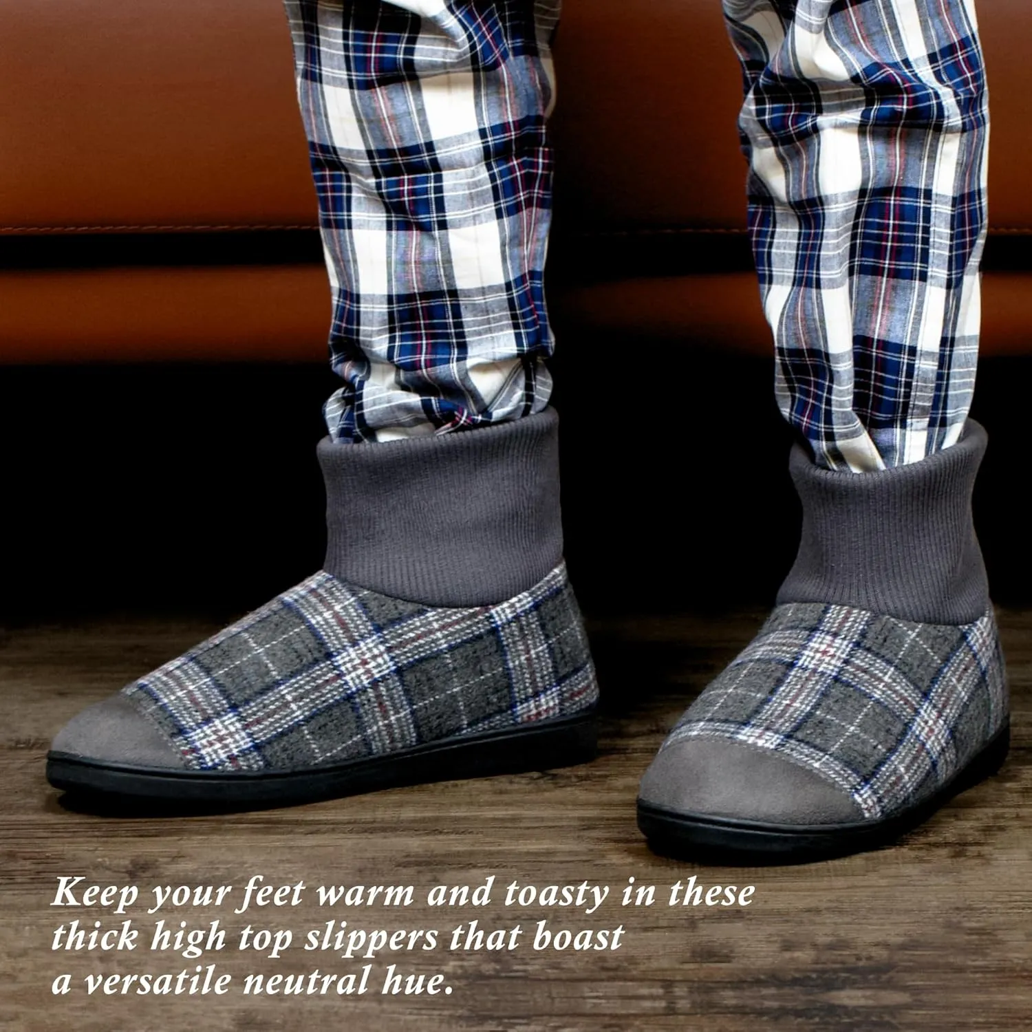 Cozylook Mens Slipper Socks Fleece Lined Non-slip Soles, Winter Soft Thick Cozy Home Boots, Warm Fuzzy House Shoes Indoor