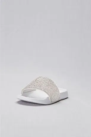 Crystal-Encrusted Slip-On Slides