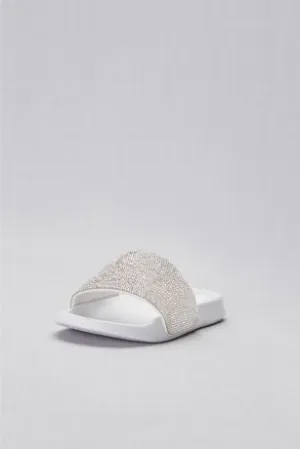 Crystal-Encrusted Slip-On Slides