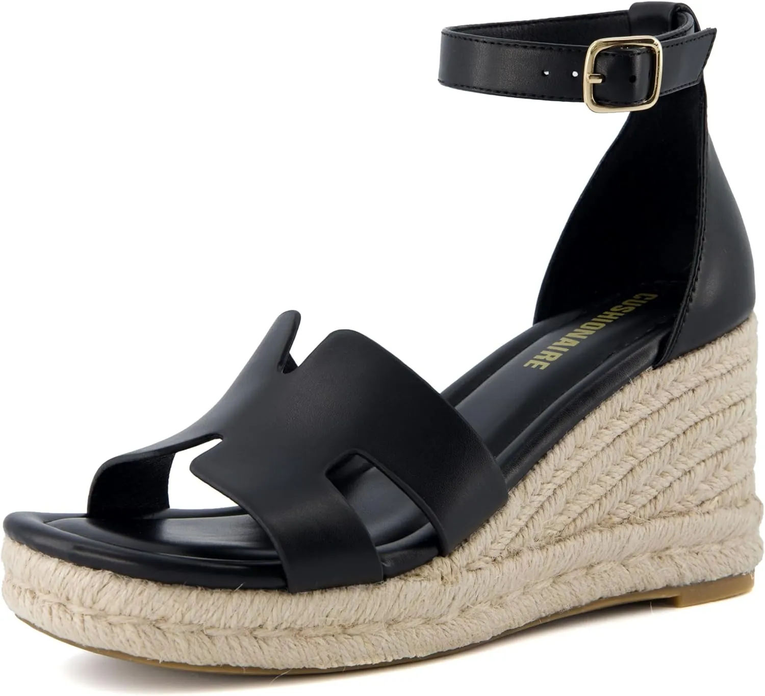 CUSHIONAIRE Women's Charlie Espadrille Wedge Sandal  Memory Foam and Wide Widths Available