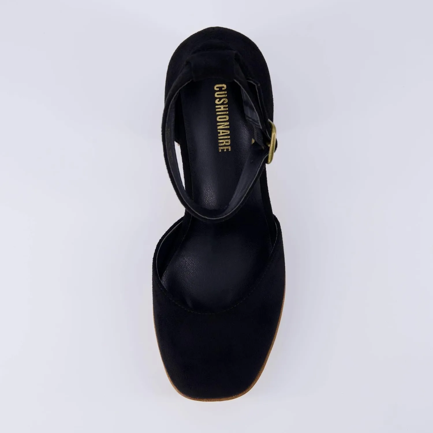 CUSHIONAIRE Women's Tanner Leather stack block heel with Memory Foam Padding, Wide Widths Available