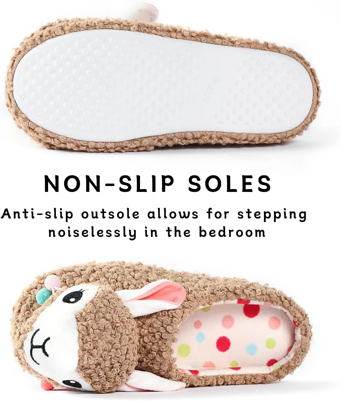 Cute Animal Slippers - Soft Fuzzy Alpaca & Llama Memory Foam for Women - Indoor Warm Non-Slip Bedroom Slippers