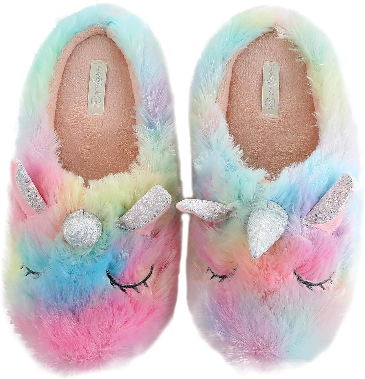 Cute Animal Unicorn Slippers | Rainbow Moose Elf Plush Home Slides | Fluffy Girls Gift Shoes