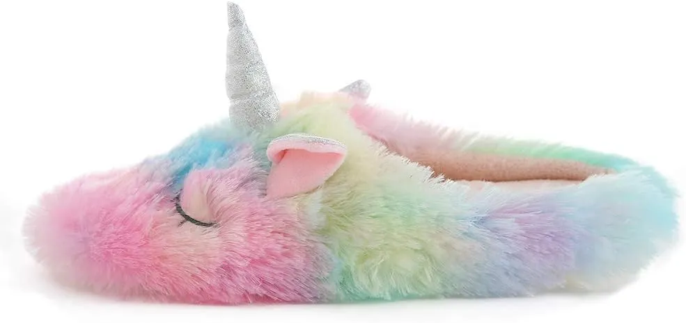 Cute Animal Unicorn Slippers | Rainbow Moose Elf Plush Home Slides | Fluffy Girls Gift Shoes