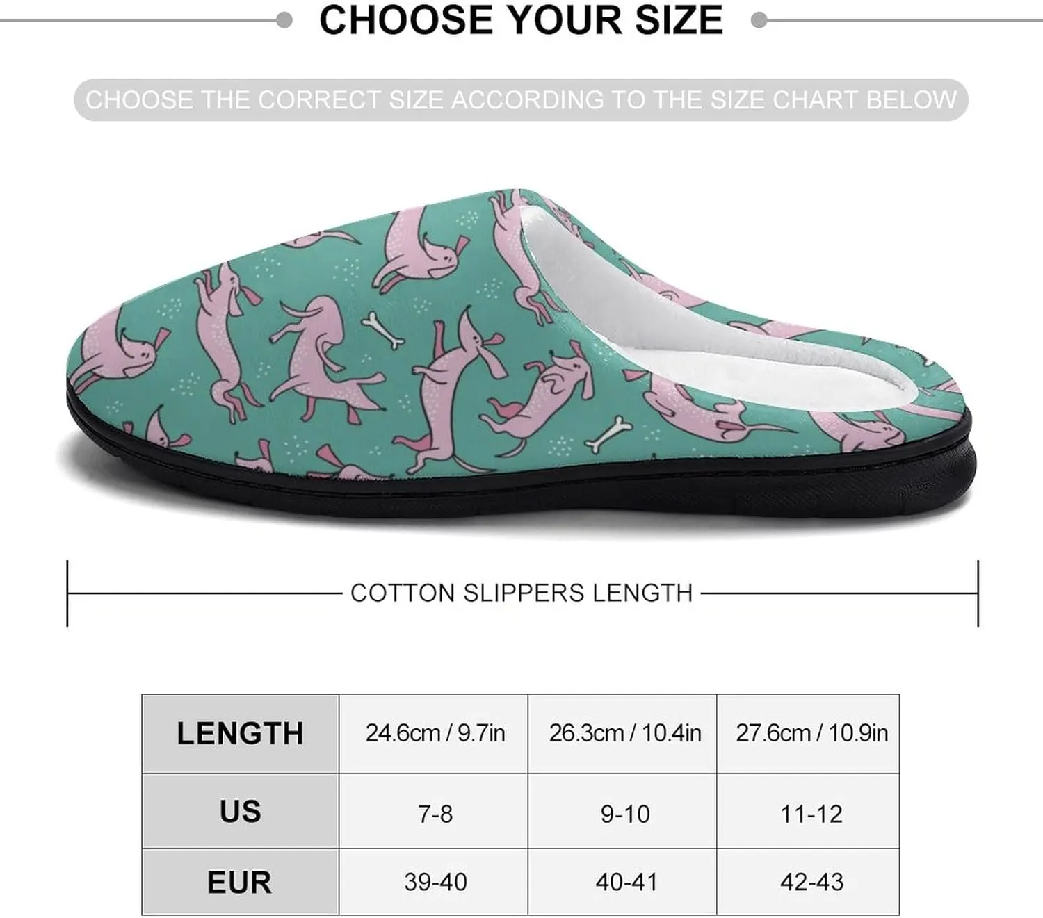 Cute Dachshunds Dog And Bones Pattern Slippers for Women Girls Soft Indoor Outdoor Winter Warm Comfy House Bedroom Slippers