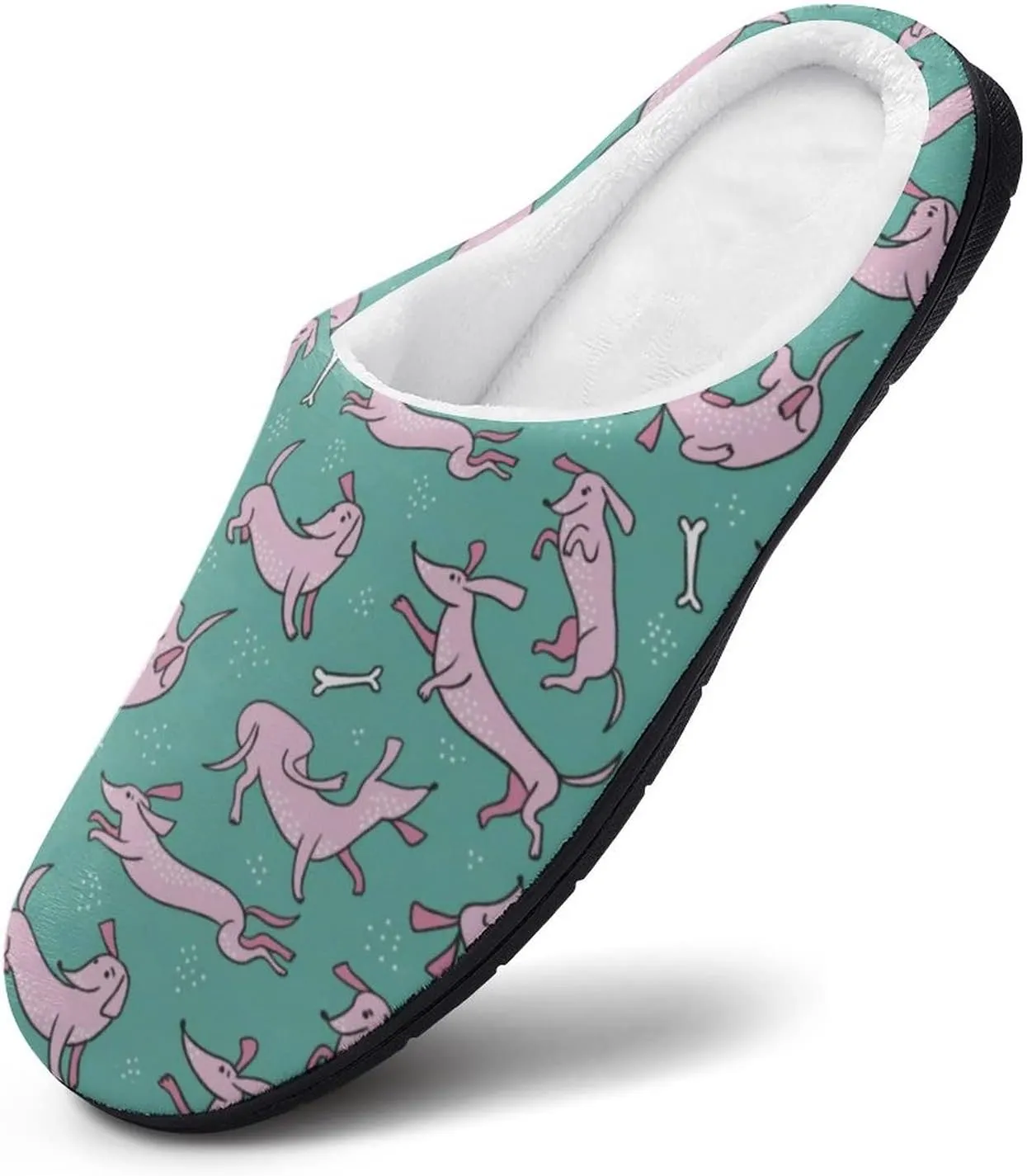 Cute Dachshunds Dog And Bones Pattern Slippers for Women Girls Soft Indoor Outdoor Winter Warm Comfy House Bedroom Slippers