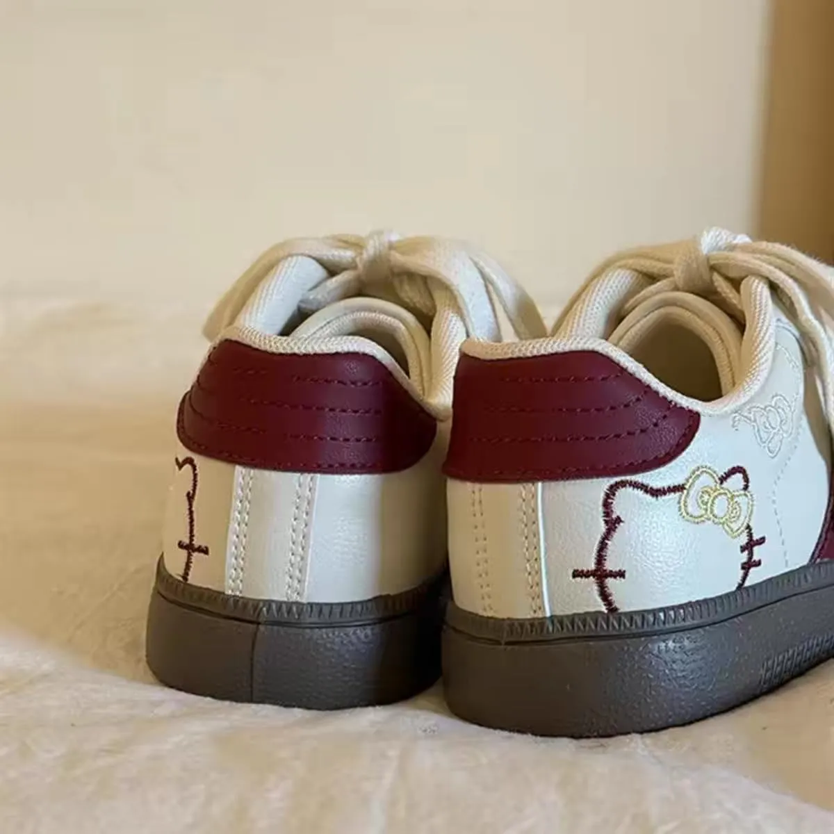 Cute Platform Chunky Cat Aesthetic Shoes Low Top Lace up Walking Sneakers for Women - Fashion Kitten Breathable and Comfortable Trainers
