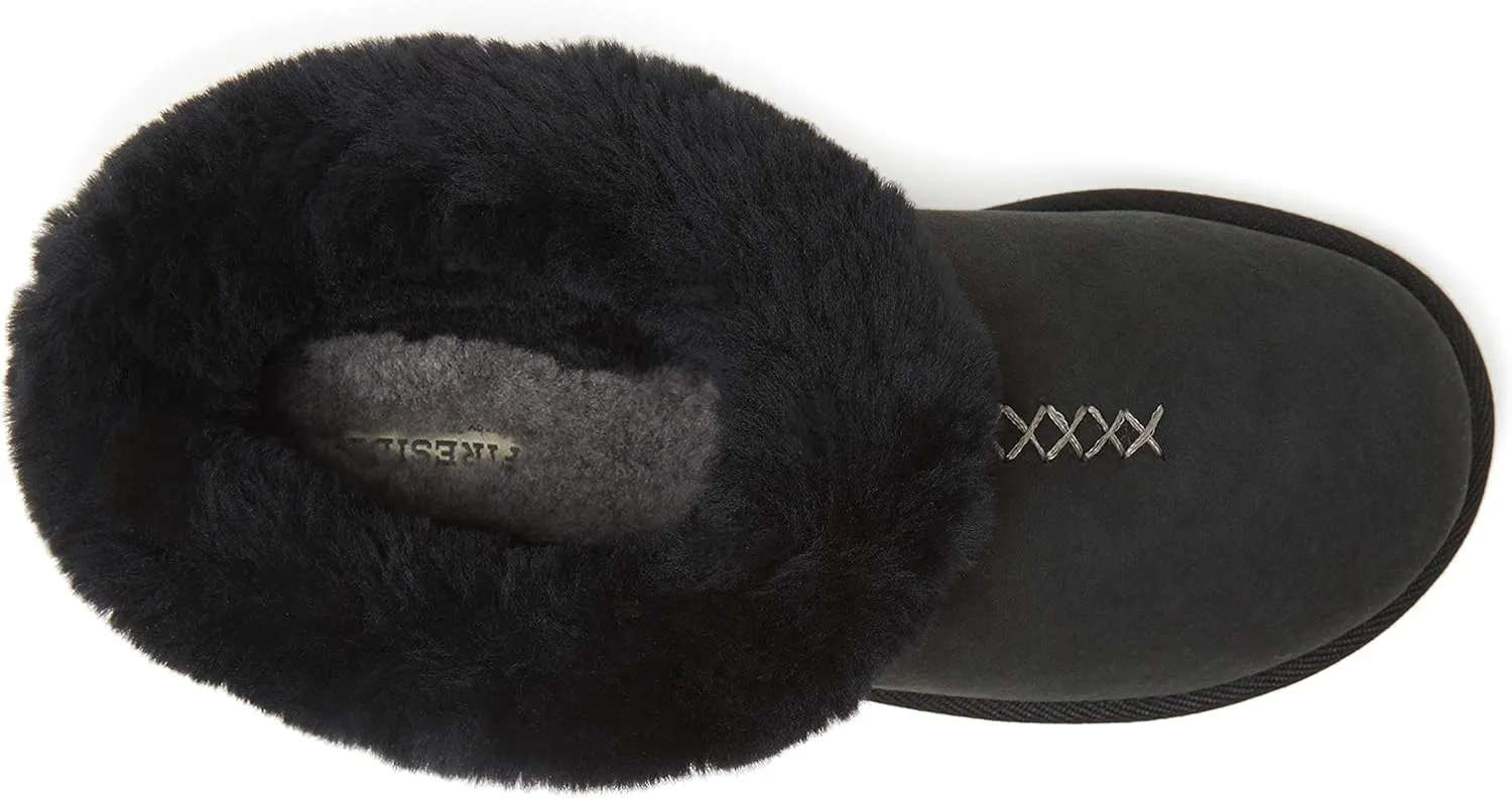 Dearfoams Fireside Adelaide Genuine Shearling Soft Comfy Memory Foam Plush Indoor House Shoe Clog Slipper