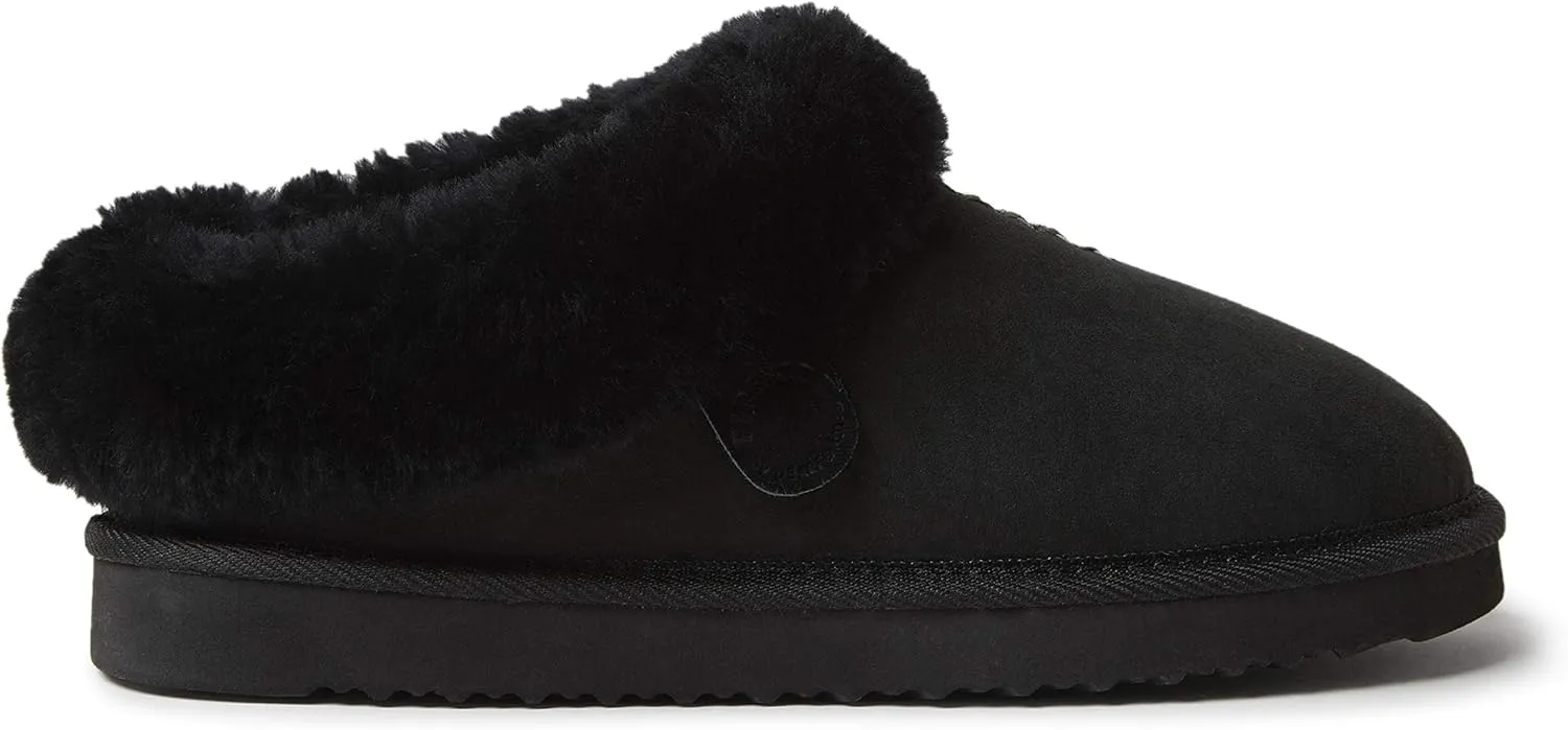 Dearfoams Fireside Adelaide Genuine Shearling Soft Comfy Memory Foam Plush Indoor House Shoe Clog Slipper