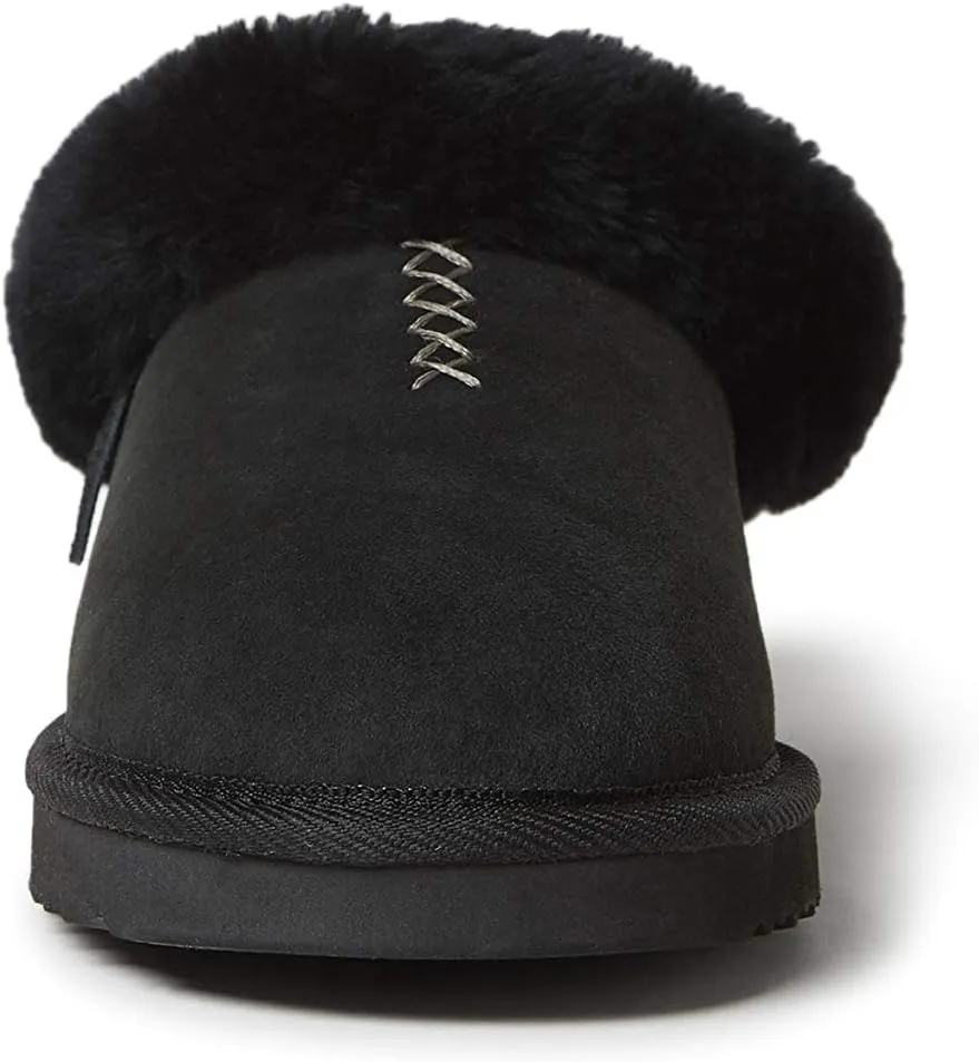 Dearfoams Fireside Adelaide Genuine Shearling Soft Comfy Memory Foam Plush Indoor House Shoe Clog Slipper