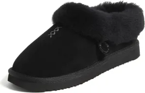 Dearfoams Fireside Adelaide Genuine Shearling Soft Comfy Memory Foam Plush Indoor House Shoe Clog Slipper
