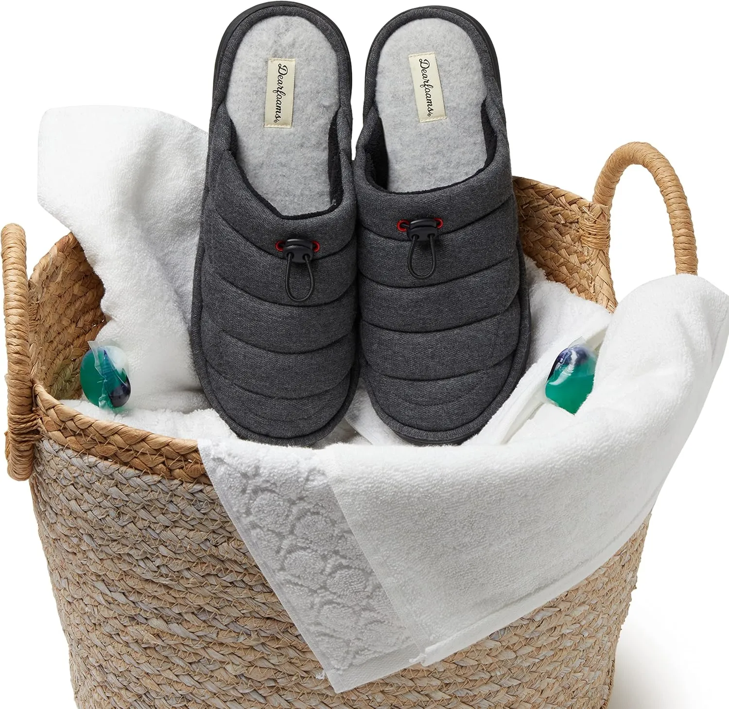 Dearfoams Men's Austin Quilted Memory Foam Sweatshirt Scuff Slipper