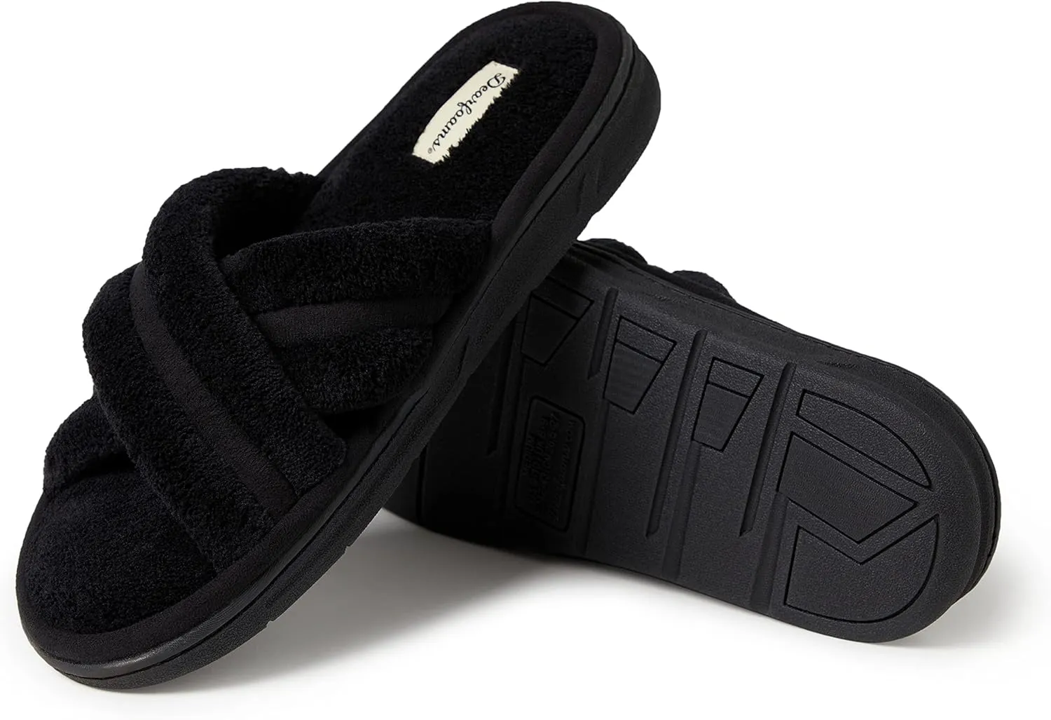 Dearfoams Men's Caden Terry Crossband Slide Slipper