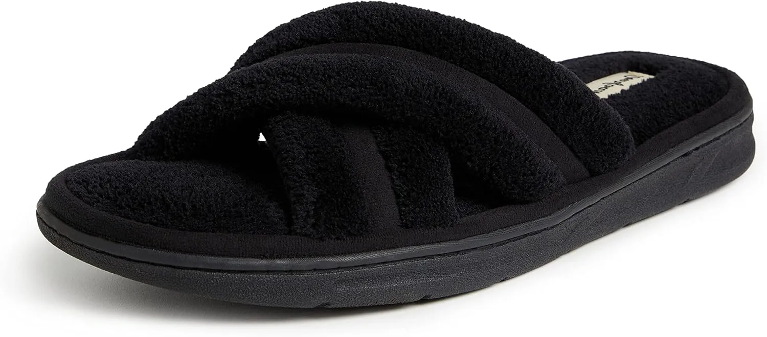 Dearfoams Men's Caden Terry Crossband Slide Slipper