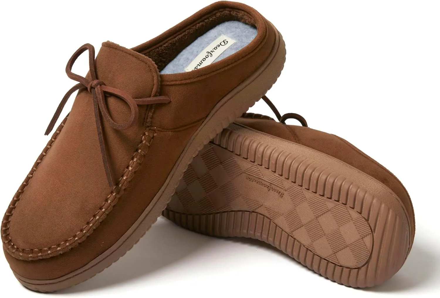 Dearfoams Men's Fowler Moc Toe Clog with Tie Indoor Outdoor Supportive House Shoe Slipper