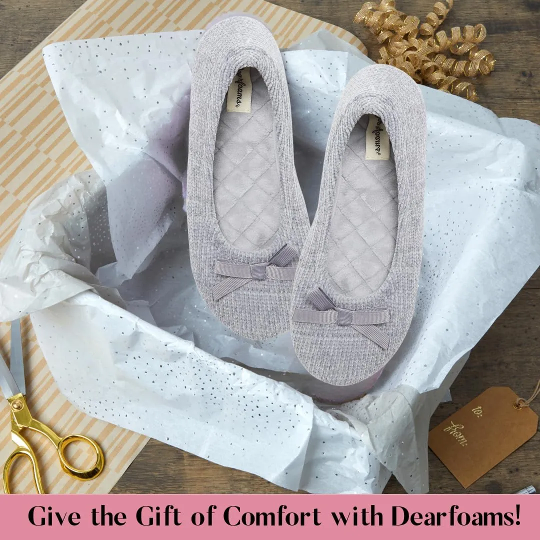 Dearfoams Women's Layla Ballerina with Suede Outsole Slipper