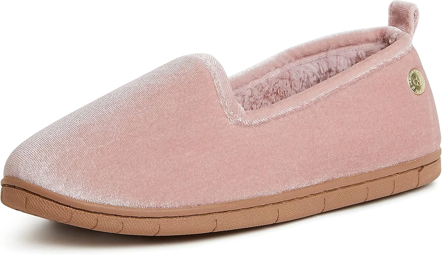 Dearfoams Women's Rachel Shiny Velour Closed Back Slipper
