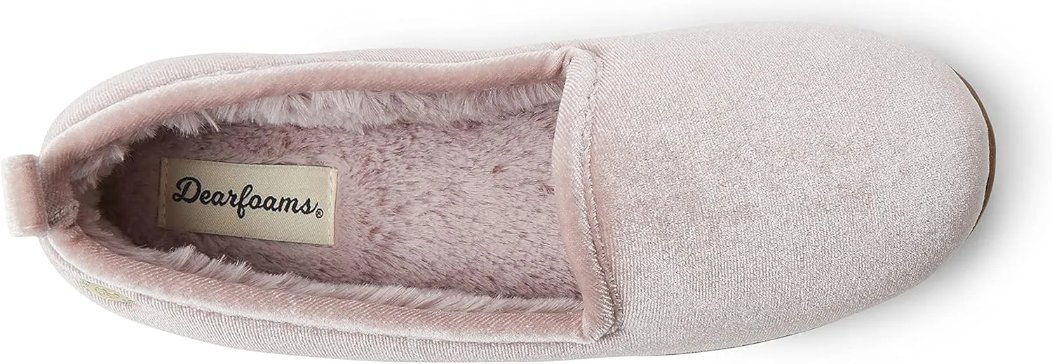 Dearfoams Women's Rachel Shiny Velour Closed Back Slipper