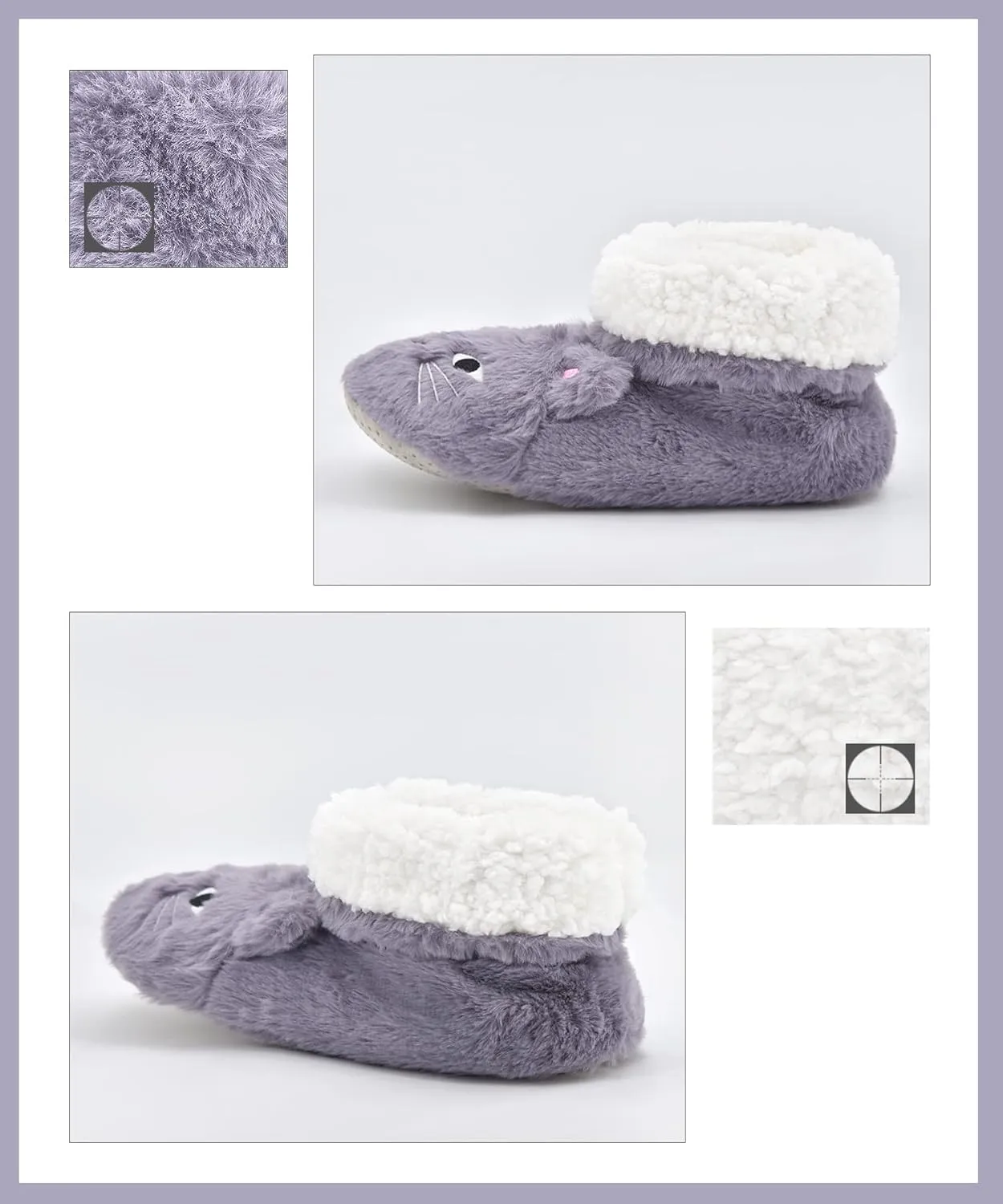 DICUIRD Animal Slipper Socks with Grippers for Women,Winter Cozy&Comfy Boot Slippers for Women