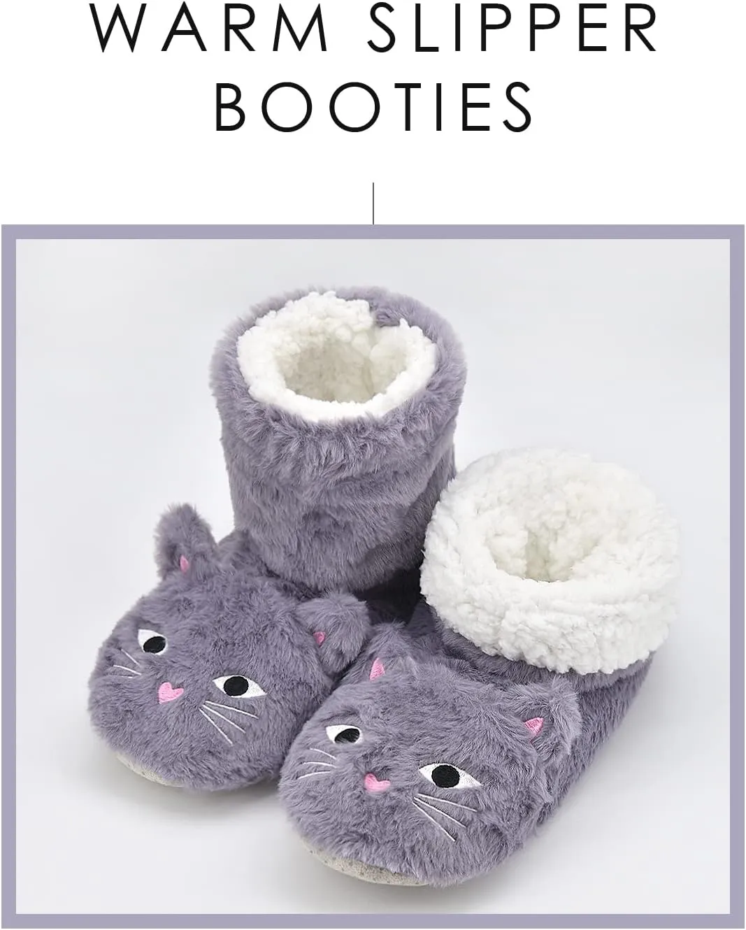 DICUIRD Animal Slipper Socks with Grippers for Women,Winter Cozy&Comfy Boot Slippers for Women