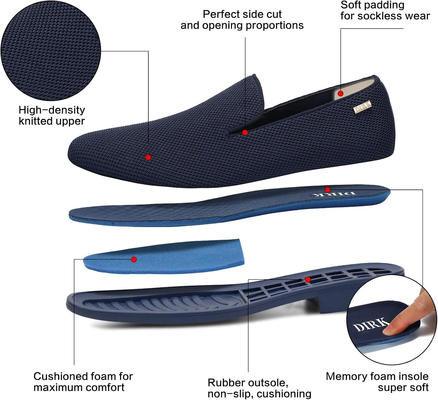 Dirk Dress Shoes for Men Tuxedo Shoes Slip-On Loafer Casual Oxford Shoes Fashion Lightweight