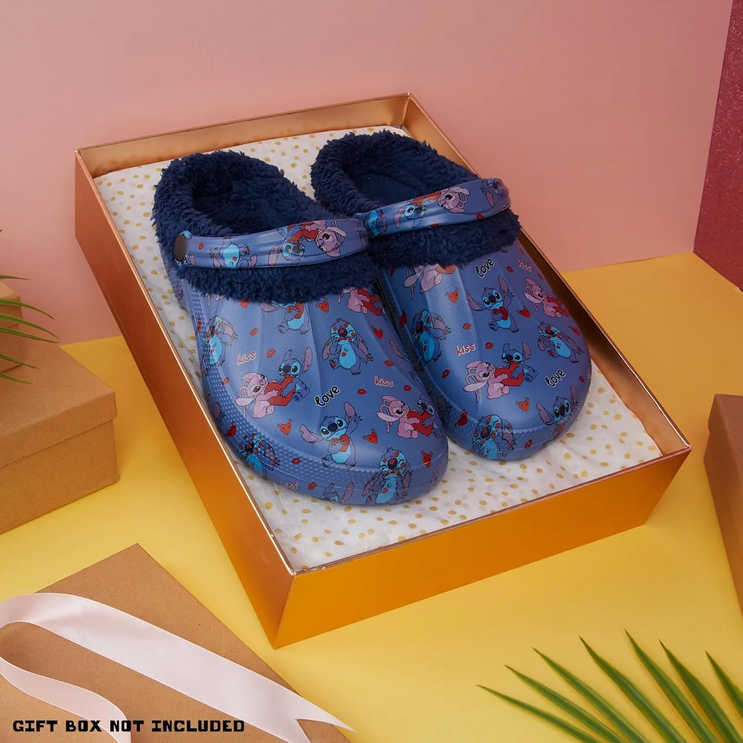 Disney Stitch Clogs for Women Winter Fleece Lining Warm Slip On Sandals Outdoor Garden Shoes with Strap Gifts for Women