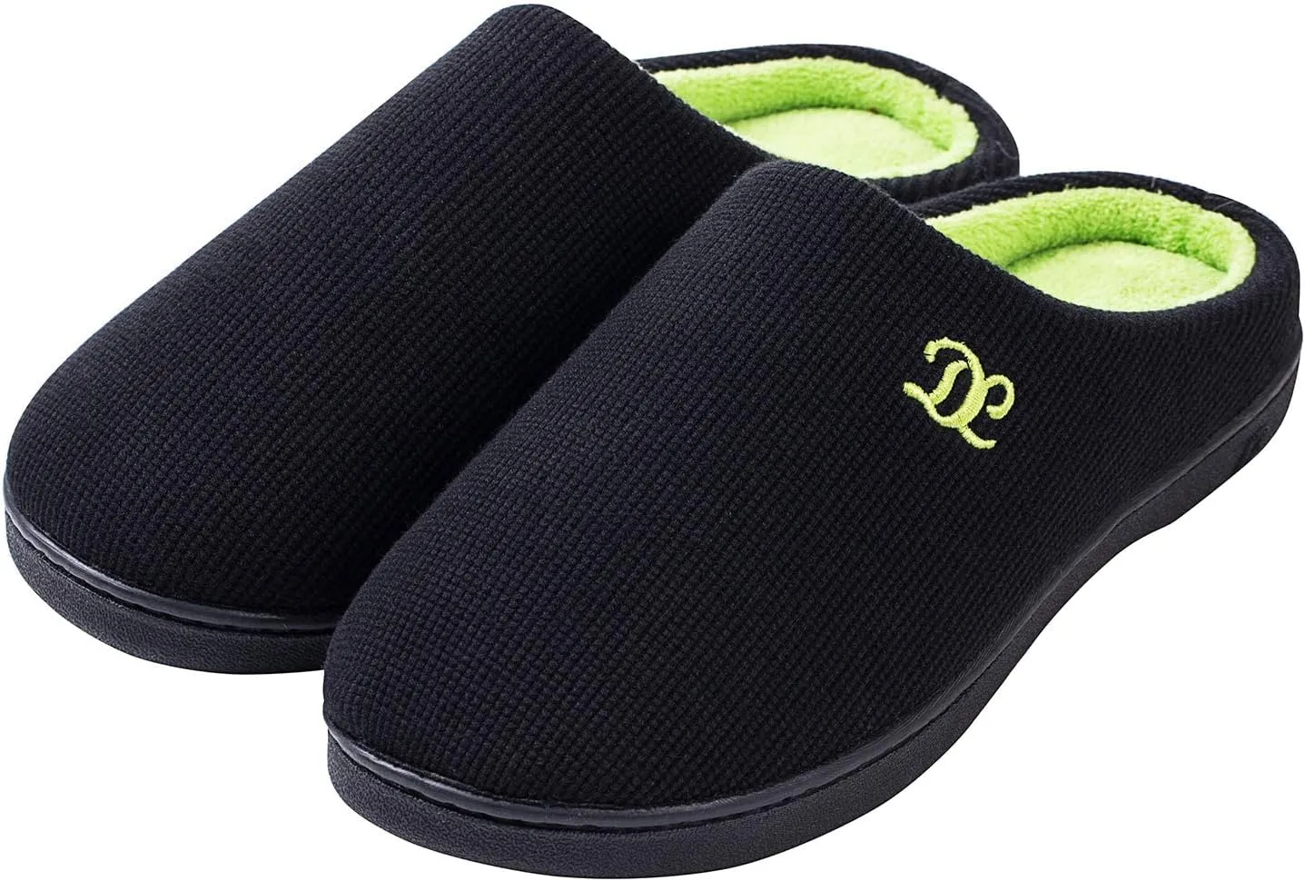 DL Mens Memory Foam Slippers - Comfortable House Slippers For Men, Indoor Outdoor, Closed Toe Black Gray Navy