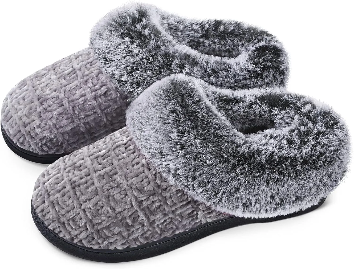 DL Women's Memory Foam Moccasin Slippers Micro Suede with Breathable Faux Fur Lining Slip On House Shoes Micro Indoor & Outdoor