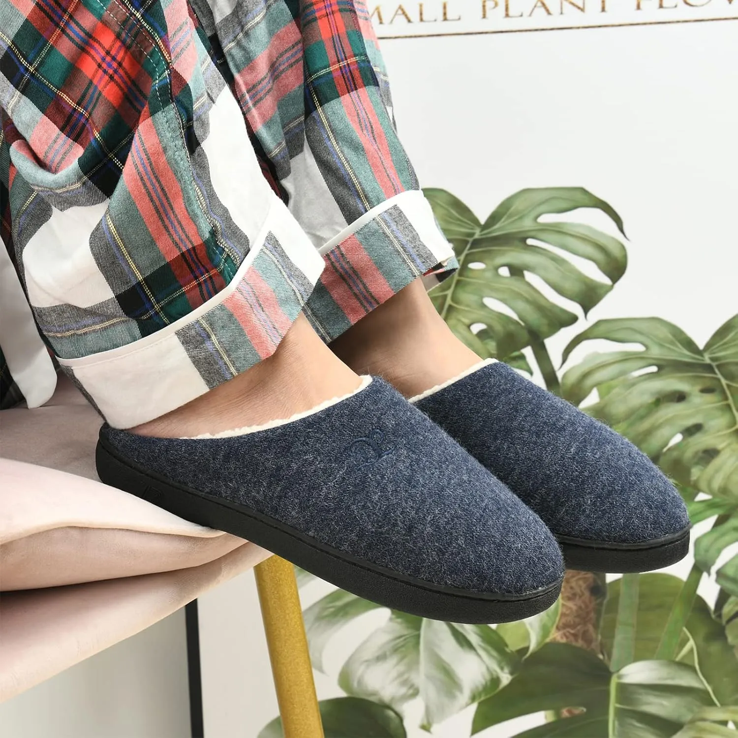 DL Womens Memory Foam Slippers, Cozy Slip on House Slippers for Women Indoor Outdoor, Comfy Women's Bedroom Slippers Warm Soft Flannel Lining Home Slippers Size 5-12 Purple Blue Pink Grey Navy Black
