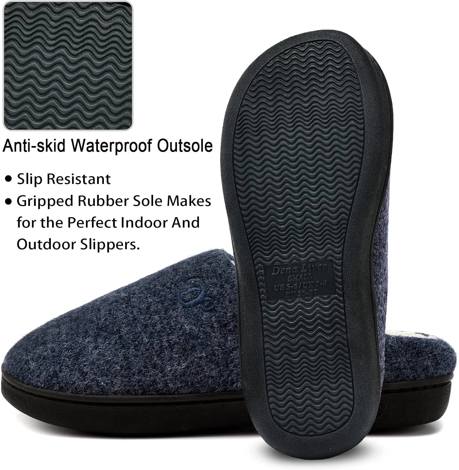 DL Womens Memory Foam Slippers, Cozy Slip on House Slippers for Women Indoor Outdoor, Comfy Women's Bedroom Slippers Warm Soft Flannel Lining Home Slippers Size 5-12 Purple Blue Pink Grey Navy Black