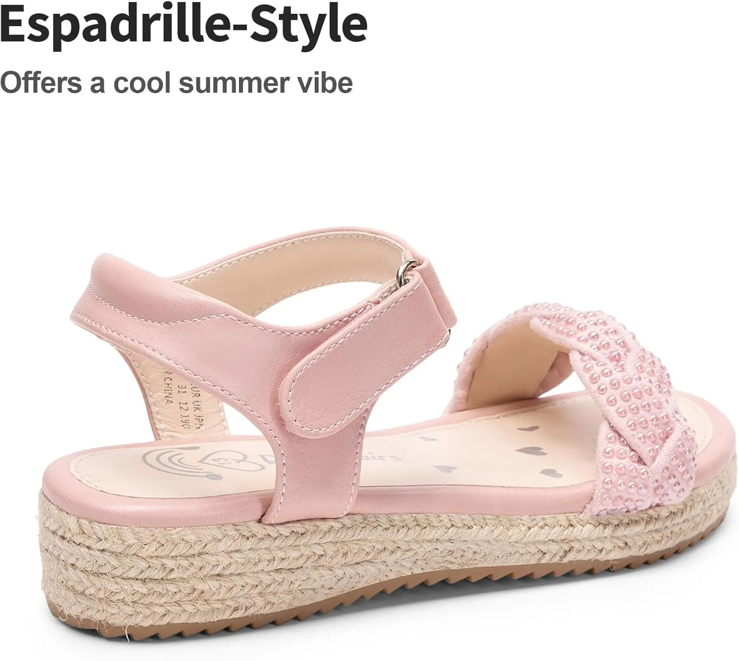 DREAM PAIRS Girls Espadrille Flatform Platform Wedge Open Toe Summer Sandals for Little Kid, Big Kid, Casual, Vacation or Formal Use