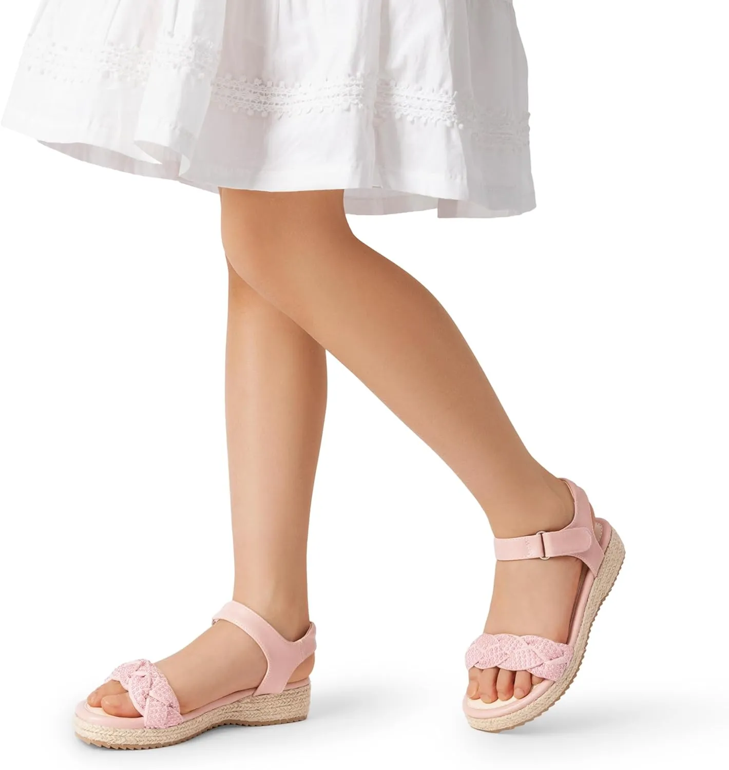 DREAM PAIRS Girls Espadrille Flatform Platform Wedge Open Toe Summer Sandals for Little Kid, Big Kid, Casual, Vacation or Formal Use