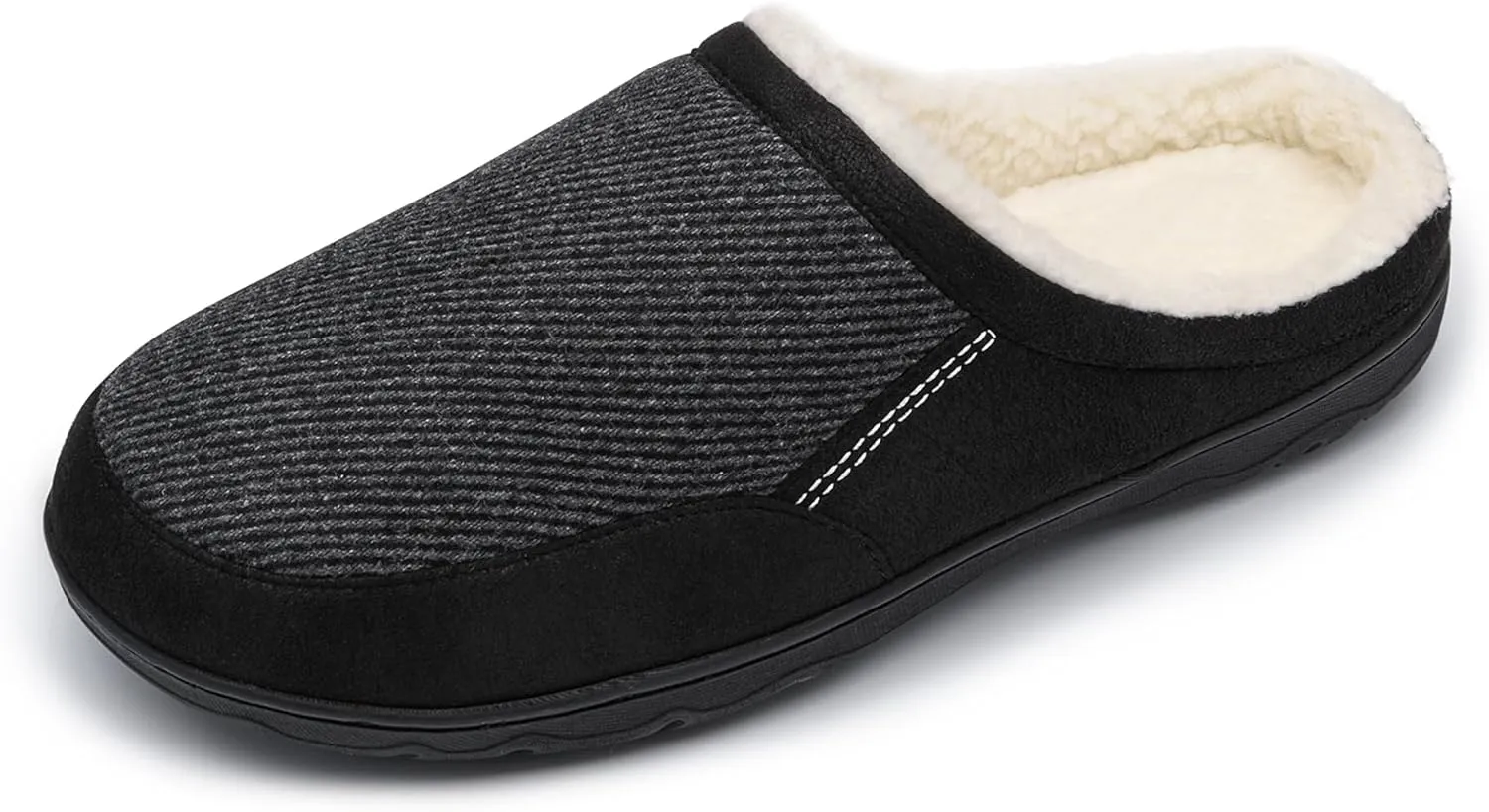 DREAM PAIRS Men's Cozy Memory Foam Slippers with Fuzzy Wool-Like Lining, Slip-on Washable Indoor Outdoor House Shoes