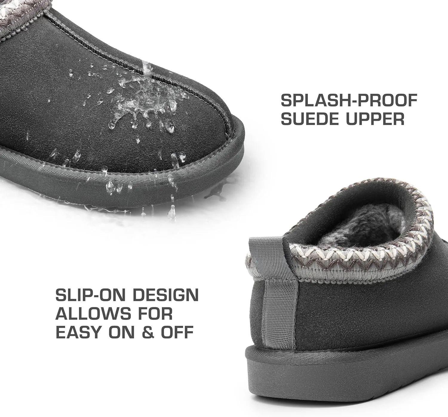 DREAM PAIRS Men's Fuzzy Cozy Slippers Genuine Suede Indoor Outdoor Home Comfy Winter Slip On Cute Warm Memory Foam Furry Shoes FuzzyEasy