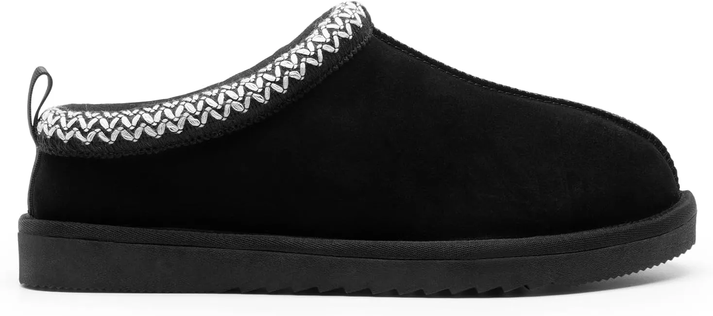 DREAM PAIRS Men's Fuzzy Cozy Slippers Genuine Suede Indoor Outdoor Home Comfy Winter Slip On Cute Warm Memory Foam Furry Shoes FuzzyEasy